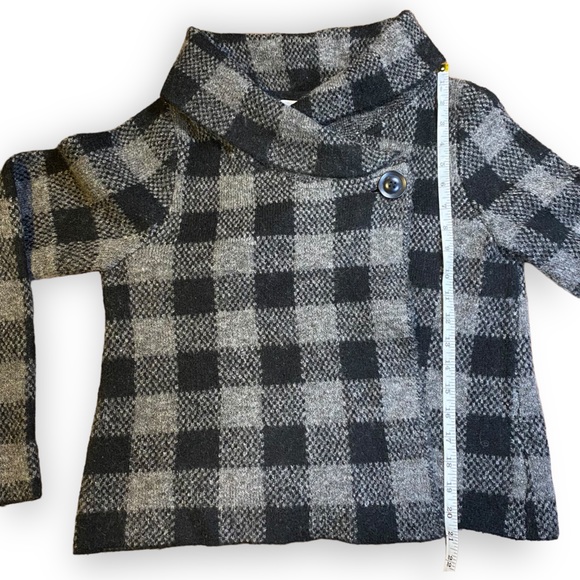 Ellen Tracy Black & Grey Gingham Cropped Wool Sweater Size Large - Picture 4 of 11